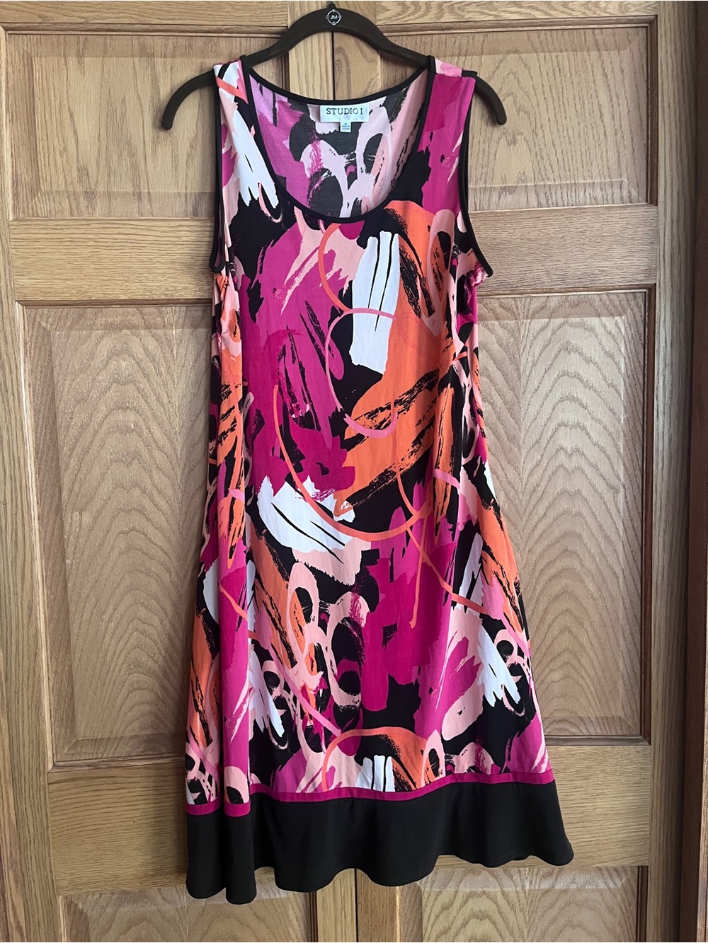 Studio I Vibrant Pink & Orange Abstract Tank‎ Dress